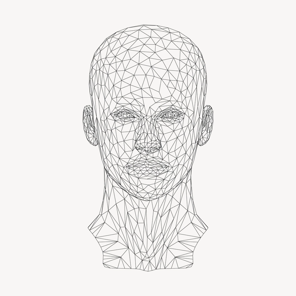 Wireframe head illustration, AI technology